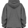 Halo Ciemnoszara bawełniana Bluza z Kapturem oversize z polarową podszewką Halo Ciemnoszara bawełniana Bluza z Kapturem oversize z polarową podszewką