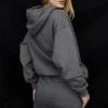 Halo Ciemnoszara bawełniana Bluza z Kapturem oversize z polarową podszewką Halo Ciemnoszara bawełniana Bluza z Kapturem oversize z polarową podszewką