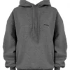 Halo Ciemnoszara bawełniana Bluza z Kapturem oversize z polarową podszewką Halo Ciemnoszara bawełniana Bluza z Kapturem oversize z polarową podszewką