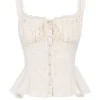 Jean Vintage Kremowa bawełniana bluzka z falbaną w stylu broderie anglaise Jean Vintage Kremowa bawełniana bluzka z falbaną w stylu broderie anglaise