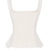 Jean Vintage Kremowa bawełniana bluzka z falbaną w stylu broderie anglaise Jean Vintage Kremowa bawełniana bluzka z falbaną w stylu broderie anglaise