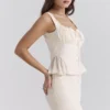 Jean Vintage Kremowa bawełniana bluzka z falbaną w stylu broderie anglaise Jean Vintage Kremowa bawełniana bluzka z falbaną w stylu broderie anglaise