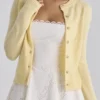 Kardigan Poppie Lemon z wełny i kaszmiru z kwiatowym haftem Kardigan Poppie Lemon z wełny i kaszmiru z kwiatowym haftem