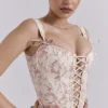 Kremowy gorset z bawełny w stylu vintage z kwiatowym wzorem „Callie” Kremowy gorset z bawełny w stylu vintage z kwiatowym wzorem „Callie”