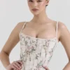 Kremowy top z bawełny w kwiaty Cadie Kremowy top z bawełny w kwiaty Cadie