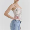 Kremowy top z bawełny w kwiaty Cadie Kremowy top z bawełny w kwiaty Cadie