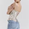 Kremowy top z bawełny w kwiaty Cadie Kremowy top z bawełny w kwiaty Cadie