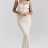 Lana Vintage Kremowa bawełniana spódnica maxi z haftem angielskim Lana Vintage Kremowa bawełniana spódnica maxi z haftem angielskim