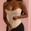 Larra Vintage Ivory Strapless Lace Gorsety Top