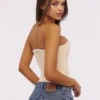 Larra Vintage Ivory Strapless Lace Gorsety Top
