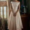 Lauren Biała bawełniana sukienka maxi z angielską haftowaną koronką i dekoltem w łódkę Lauren Biała bawełniana sukienka maxi z angielską haftowaną koronką i dekoltem w łódkę