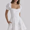 Lavina Biała sukienka mini z koronką na zamówienie + bawełna broderie anglaise Lavina Biała sukienka mini z koronką na zamówienie + bawełna broderie anglaise