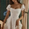 Lavina Biała sukienka mini z koronką na zamówienie + bawełna broderie anglaise Lavina Biała sukienka mini z koronką na zamówienie + bawełna broderie anglaise