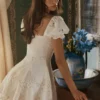Lavina Biała sukienka mini z koronką na zamówienie + bawełna broderie anglaise Lavina Biała sukienka mini z koronką na zamówienie + bawełna broderie anglaise