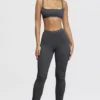 Legginsy Mitzi z ciemnoszarej dzianiny prążkowanej Legginsy Mitzi z ciemnoszarej dzianiny prążkowanej