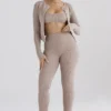Legginsy z dzianiny prążkowanej Mitzi w kolorze taupe Legginsy z dzianiny prążkowanej Mitzi w kolorze taupe