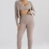 Legginsy z dzianiny prążkowanej Mitzi w kolorze taupe Legginsy z dzianiny prążkowanej Mitzi w kolorze taupe