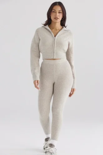 Legginsy z dzianiny prążkowanej Sydney Opal