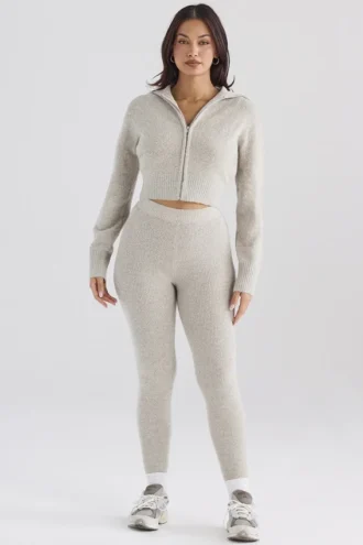 Legginsy z dzianiny prążkowanej Sydney Opal