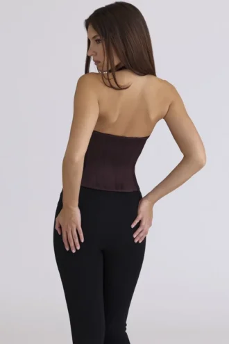 Lia Chocolat Satin Waist Cinch Gorsety Top Lia Chocolat Satin Waist Cinch Gorsety Top