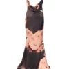 Mariamma Ciemnobrązowa satynowa sukienka maxi w kwiatowy wzór Mariamma Ciemnobrązowa satynowa sukienka maxi w kwiatowy wzór