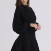Mini spódniczka Rosina z czarnej wełny i kaszmiru