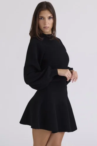 Mini spódniczka Rosina z czarnej wełny i kaszmiru