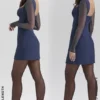 Mini sukienka Angelie Midnight z elastycznej krepy z głębokim dekoltem