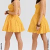Mini sukienka Carolina z koronkowym gorsetem w kolorze morelowym Mini sukienka Carolina z koronkowym gorsetem w kolorze morelowym