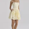 Mini sukienka Chloe Lemon z bawełny z koronką broderie anglaise