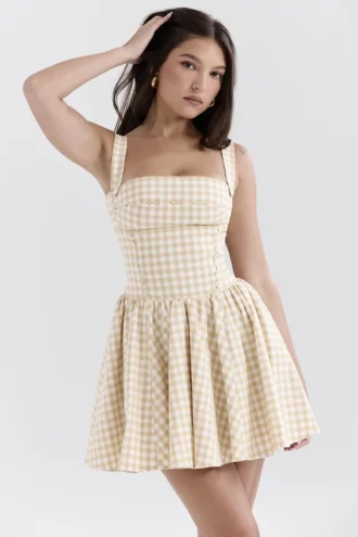 Mini sukienka Isadora w piernikową kratkę