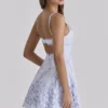 Mini Sukienka Letnia Isla Bluebell z falbanami i koronką broderie anglaise