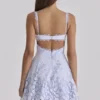 Mini Sukienka Letnia Isla Bluebell z falbanami i koronką broderie anglaise