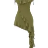 Mini sukienka Marcia Olive z falbanami Mini sukienka Marcia Olive z falbanami