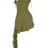 Mini sukienka Marcia Olive z falbanami Mini sukienka Marcia Olive z falbanami