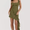 Mini sukienka Marcia Olive z falbanami Mini sukienka Marcia Olive z falbanami