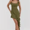 Mini sukienka Marcia Olive z falbanami Mini sukienka Marcia Olive z falbanami