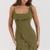 Mini sukienka Marcia Olive z falbanami Mini sukienka Marcia Olive z falbanami