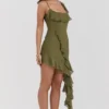 Mini sukienka Marcia Olive z falbanami Mini sukienka Marcia Olive z falbanami