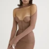 Mini sukienka Mayara Mocha z usztywnionym gorsetem Mini sukienka Mayara Mocha z usztywnionym gorsetem