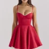 Mini sukienka Minimoiselle Holly z czerwonego satynowego tiulu