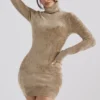Mini sukienka Taya Fawn z tkaniny szenilowej Mini sukienka Taya Fawn z tkaniny szenilowej