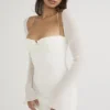 Mini sukienka typu babydoll z szyfonu w kolorze kości słoniowej