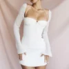 Mini sukienka typu babydoll z szyfonu w kolorze kości słoniowej