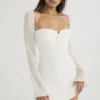 Mini sukienka typu babydoll z szyfonu w kolorze kości słoniowej