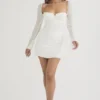 Mini sukienka typu babydoll z szyfonu w kolorze kości słoniowej