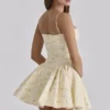 Mini sukienka z bawełny z gorsetem i kwiatowym nadrukiem Samaria Lemon Mini sukienka z bawełny z gorsetem i kwiatowym nadrukiem Samaria Lemon
