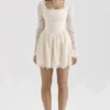 Mini sukienka z długim rękawem Fae Cream Lace Mini sukienka z długim rękawem Fae Cream Lace