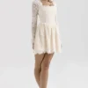 Mini sukienka z długim rękawem Fae Cream Lace Mini sukienka z długim rękawem Fae Cream Lace