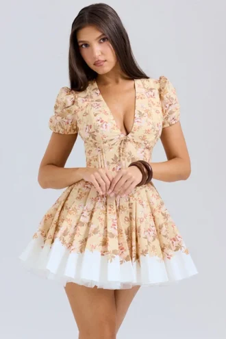 Mini sukienka z plisowanej bawełny z nadrukiem Imani Honeyflower Mini sukienka z plisowanej bawełny z nadrukiem Imani Honeyflower